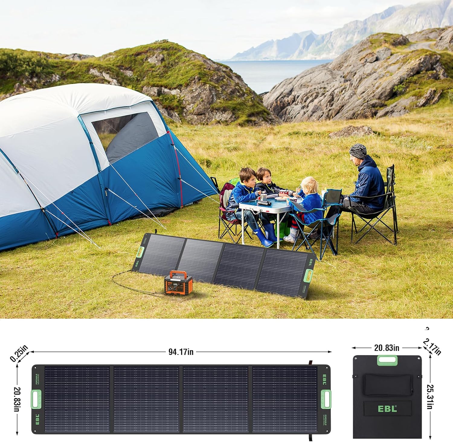 Thumbnail 2 de EBL 200W Portable Solar Panel: High-Efficiency Off-Grid Power for RV, Camping, and Home Backup