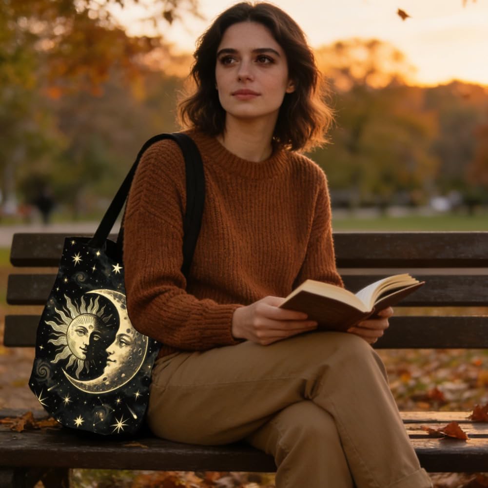 Thumbnail 2 de Twinklemon 2 Pack Canvas Tote Bag for Women with Makeup Pouch – Sun & Moon Edition
