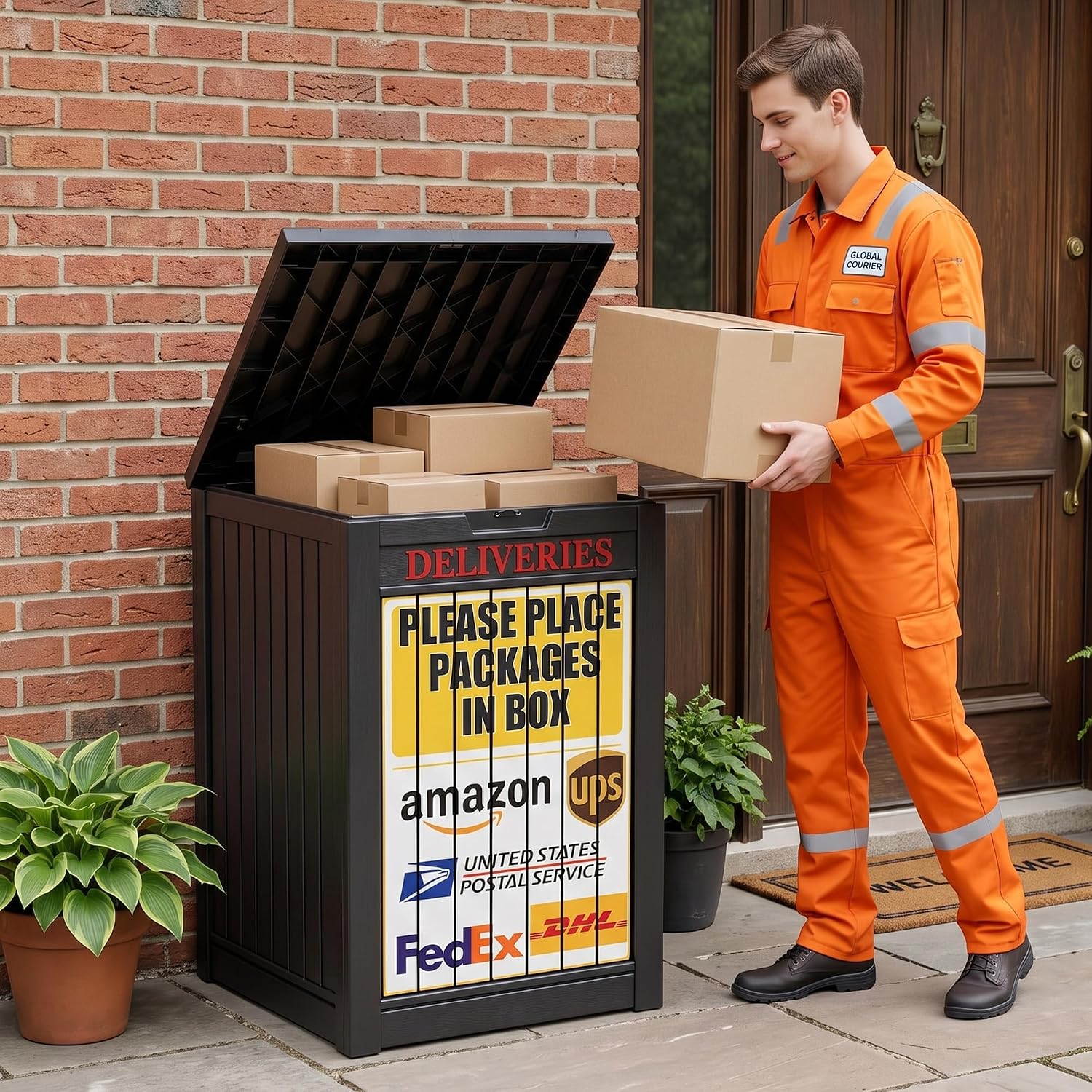 Thumbnail 6 de ATMELT 90-Gallon Outdoor Package Delivery Box, Resin, Lock-Compatible