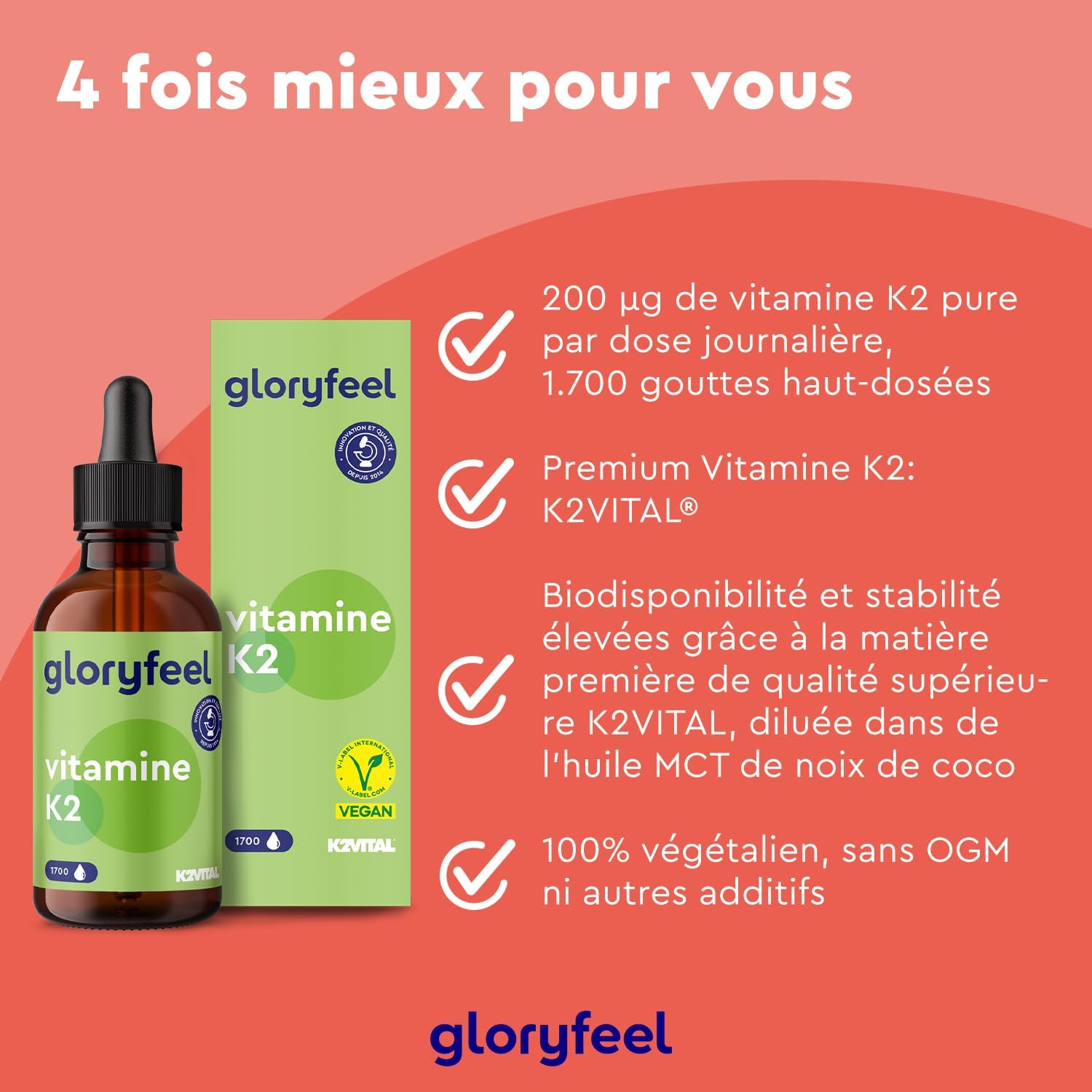 Detalle 2 de Vitamine K2 MK-7 all-trans 200 µg K2VITAL® en gouttes (50 ml, 1700 gouttes) — naturellement fermentée
