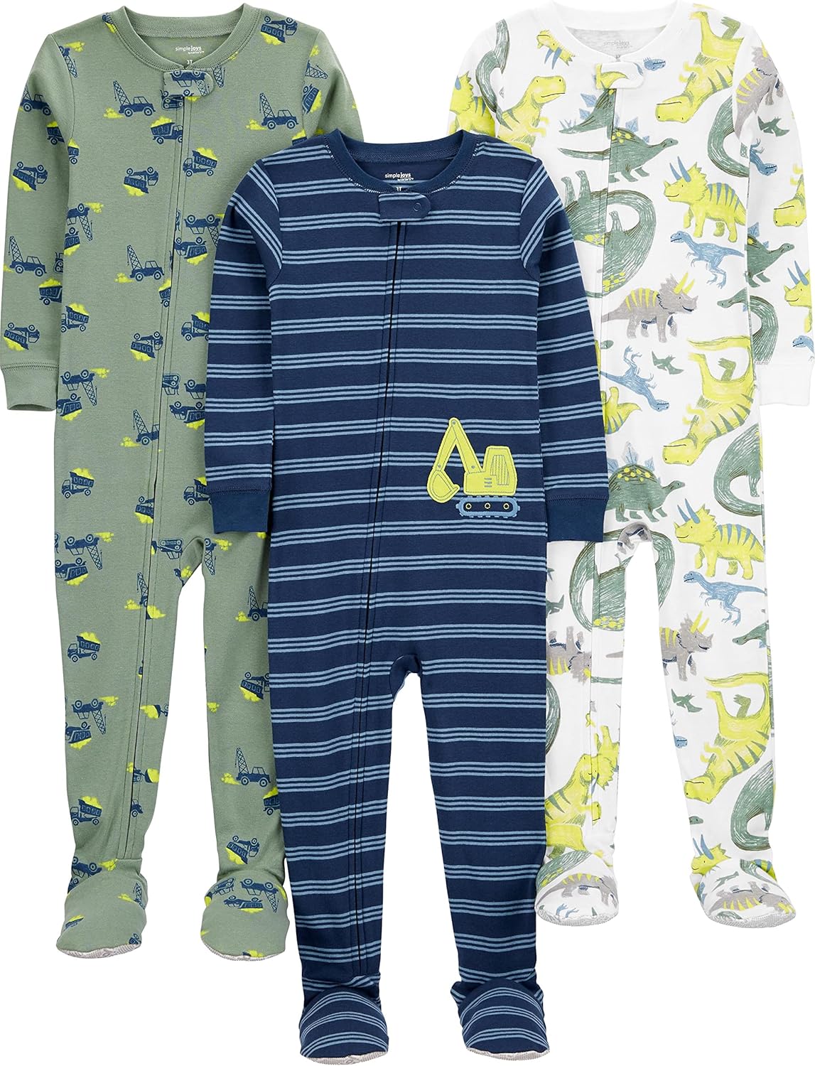 Thumbnail 6 de Simple Joys by Carter's Baby-Boys 3-Pack Snug Fit Footed Cotton Pajamas