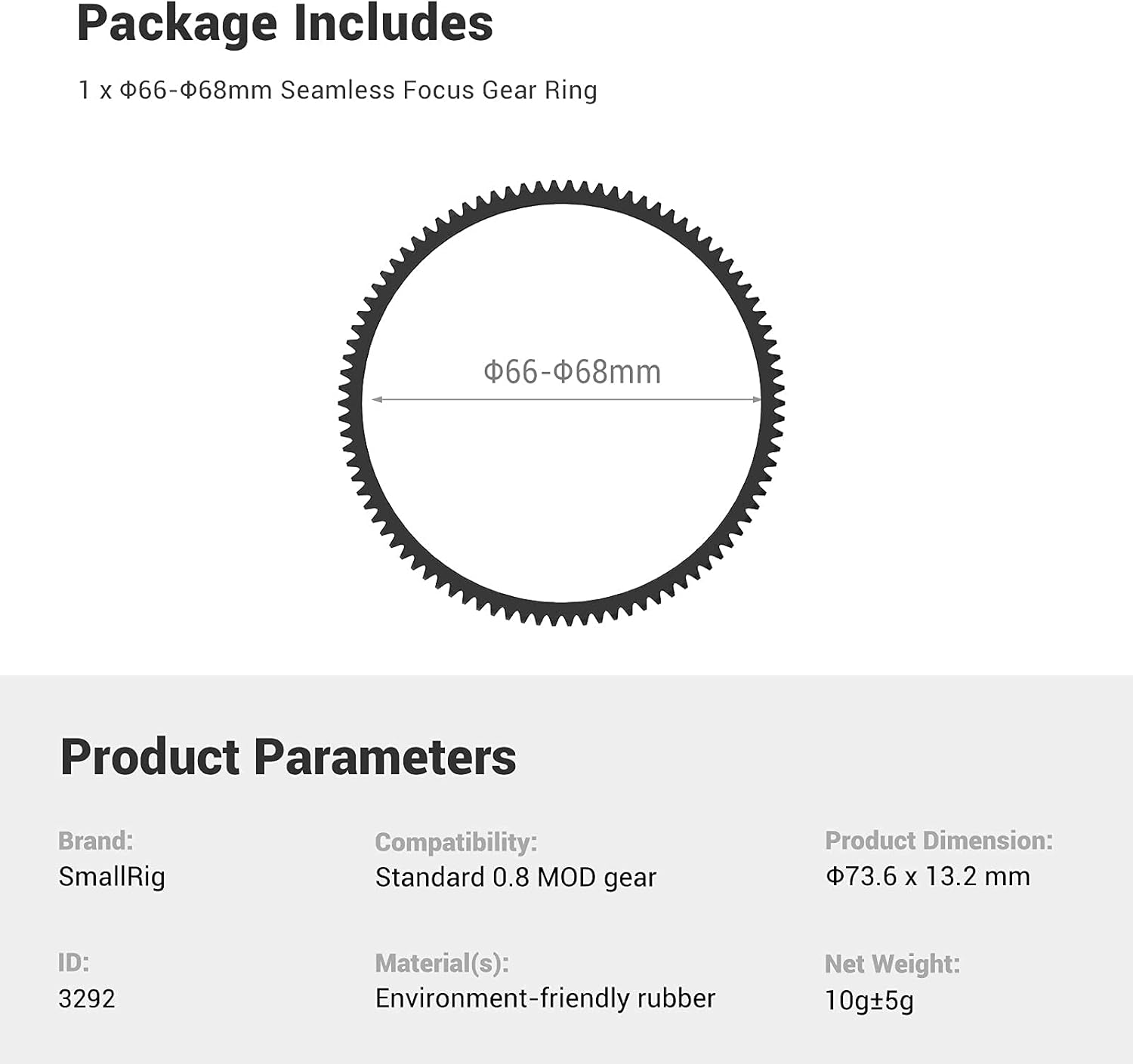 Thumbnail 4 de SMALLRIG 3292 Focus Gear Ring Φ66-Φ68mm 🎥