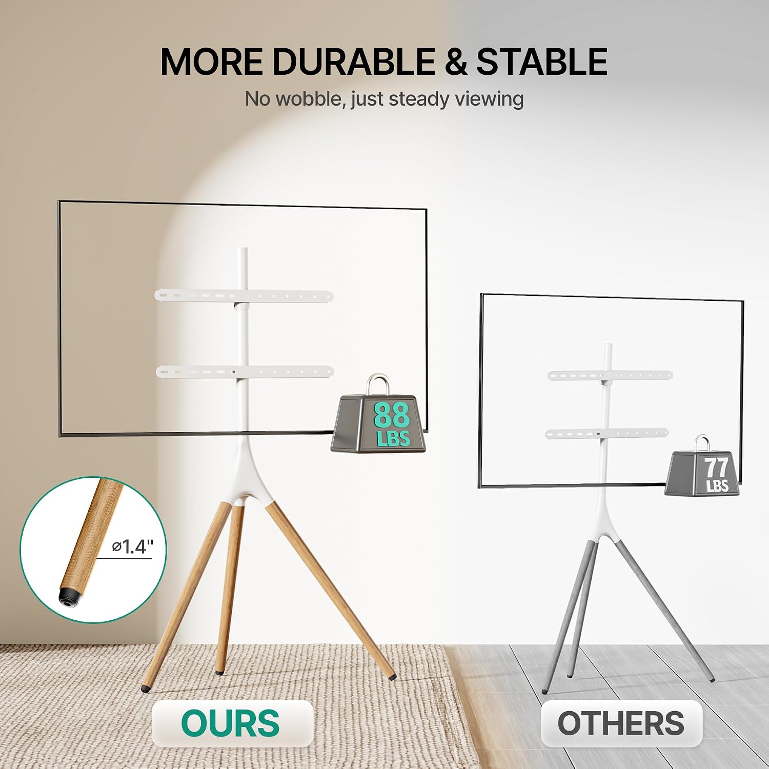 Thumbnail 1 de ECOTINY Artistic Easel TV Stand for 43-65 Inch TVs