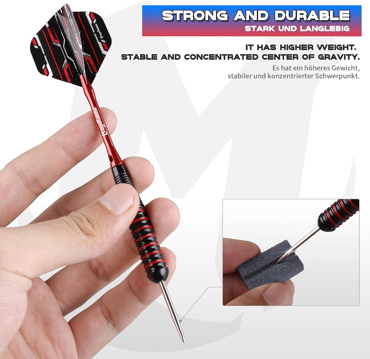 Thumbnail 6 de MageRabbit Dartpfeile Set 12er Steel Darts, 22 g – Metallspitze, Aluminium-Schaft, 24 Flights + Werkzeug