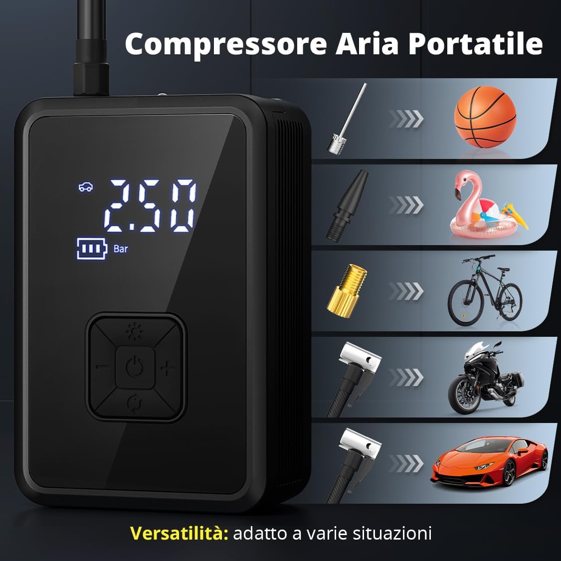 Thumbnail 6 de Oasser Mini Compressore Portatile 150 PSI con LCD e torcia
