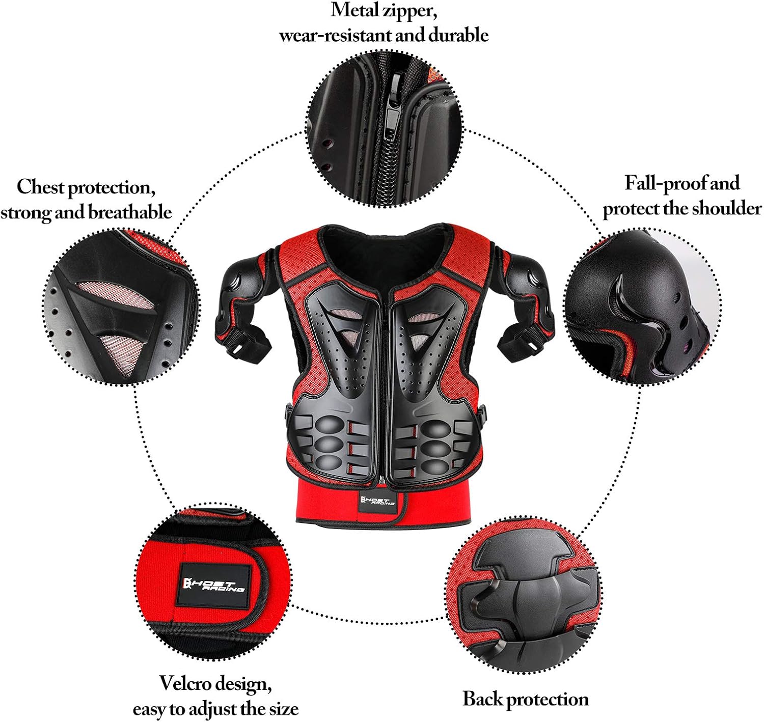 Detalle de Youth Dirt Bike Armor Set by JUSTDOLIFE — 5-Piece Kids Motorcycle Protective Gear