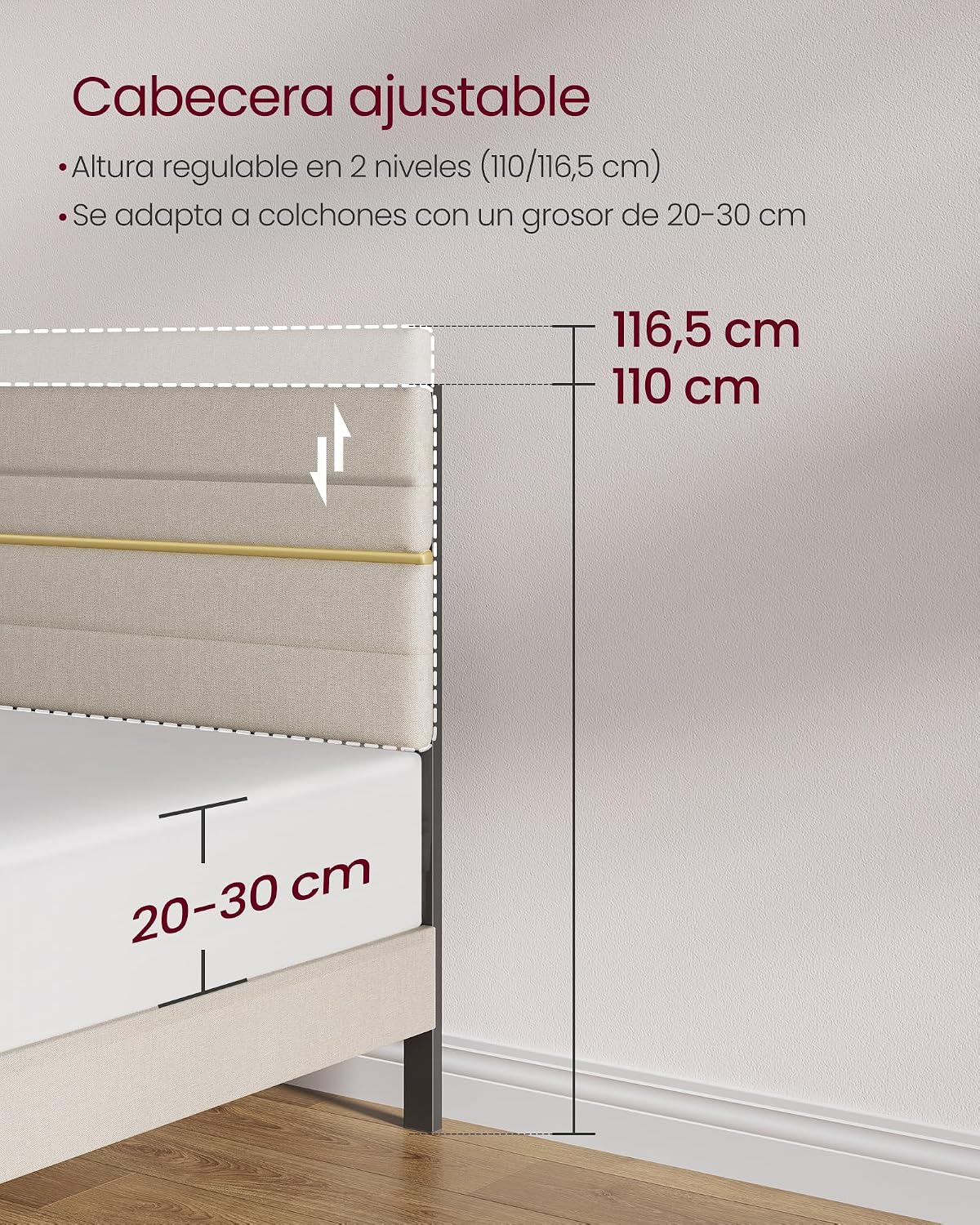 Thumbnail 6 de VASAGLE RMB505LH01 160 x 200 cm cabecero acolchado