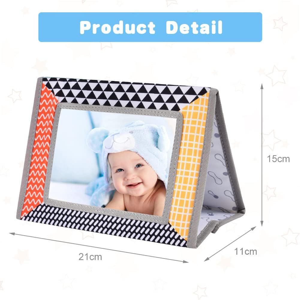 Detalle 2 de Aolso Baby Spiegel mit Knisterbuch – Faltbares Spielzeug für 0–12 Monate