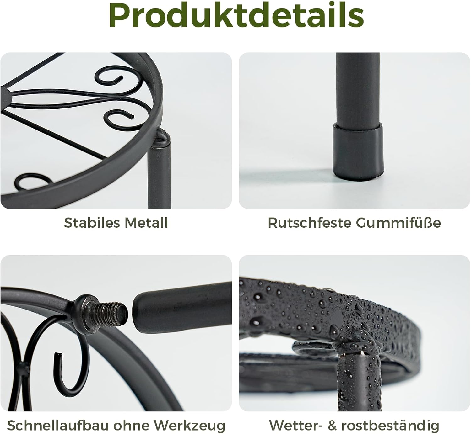 Thumbnail 5 de Bamworld Blumenständer 5er Set Schwarz (Ø 28/25/23/20/17 cm) – Metallpflanzenhocker für Innen & Außen