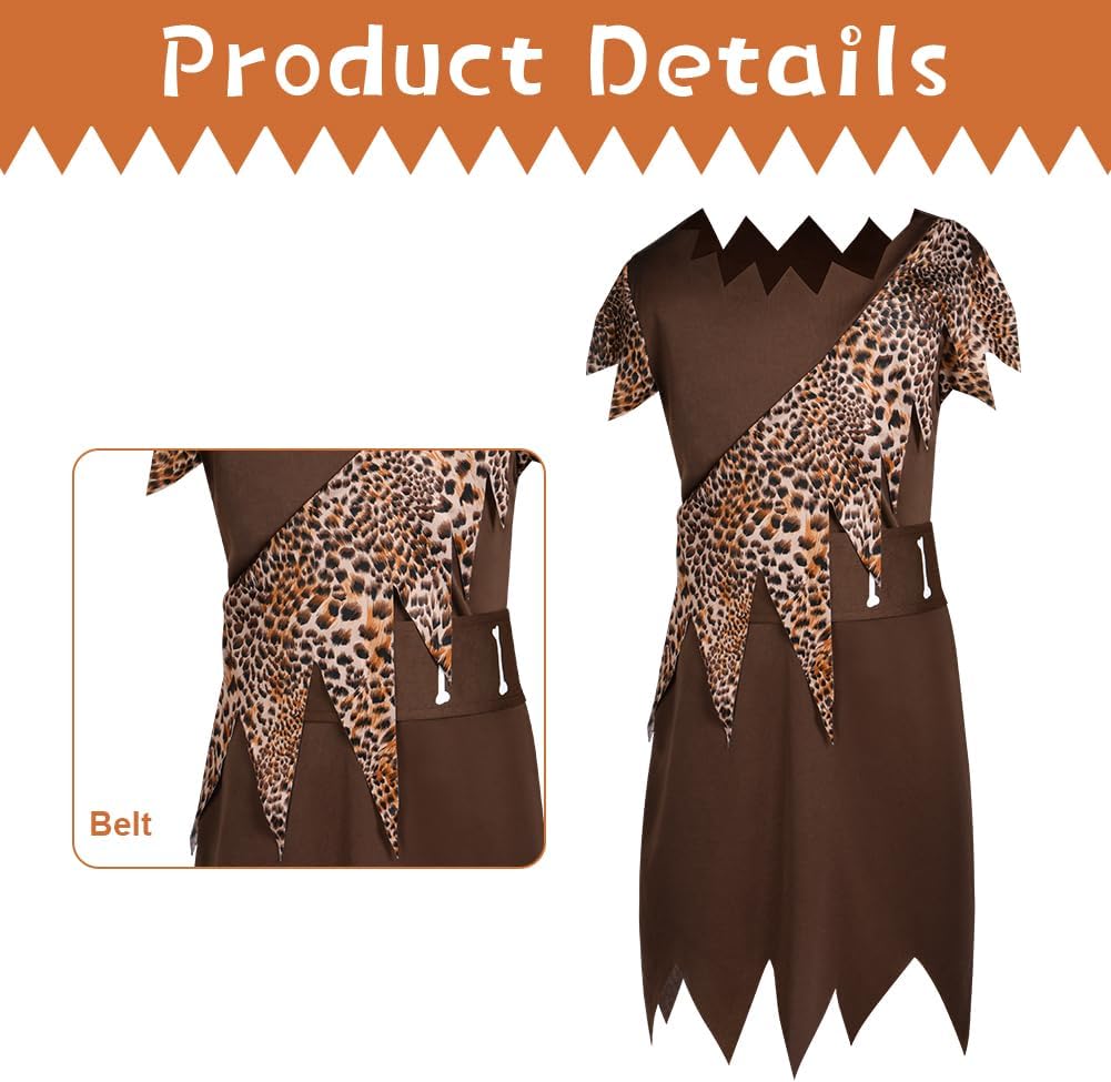 Thumbnail 2 de AYBUY Costume da Uomo delle Caverne per Bambini – Set completo per feste a tema Stone Age