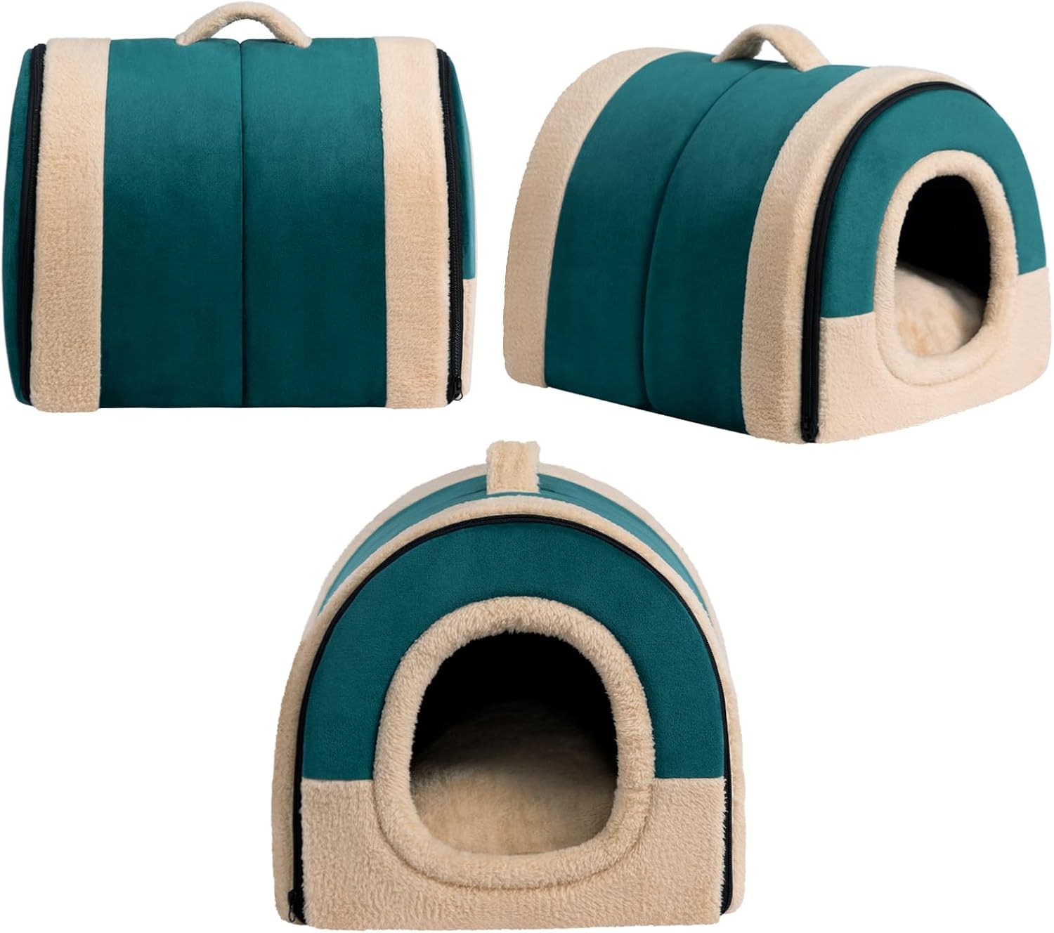 Thumbnail 5 de Hollypet Lit pour Chat et Lit pour Chien pliable 2 en 1 en velours cristal vert (42 x 35 x 35 cm)