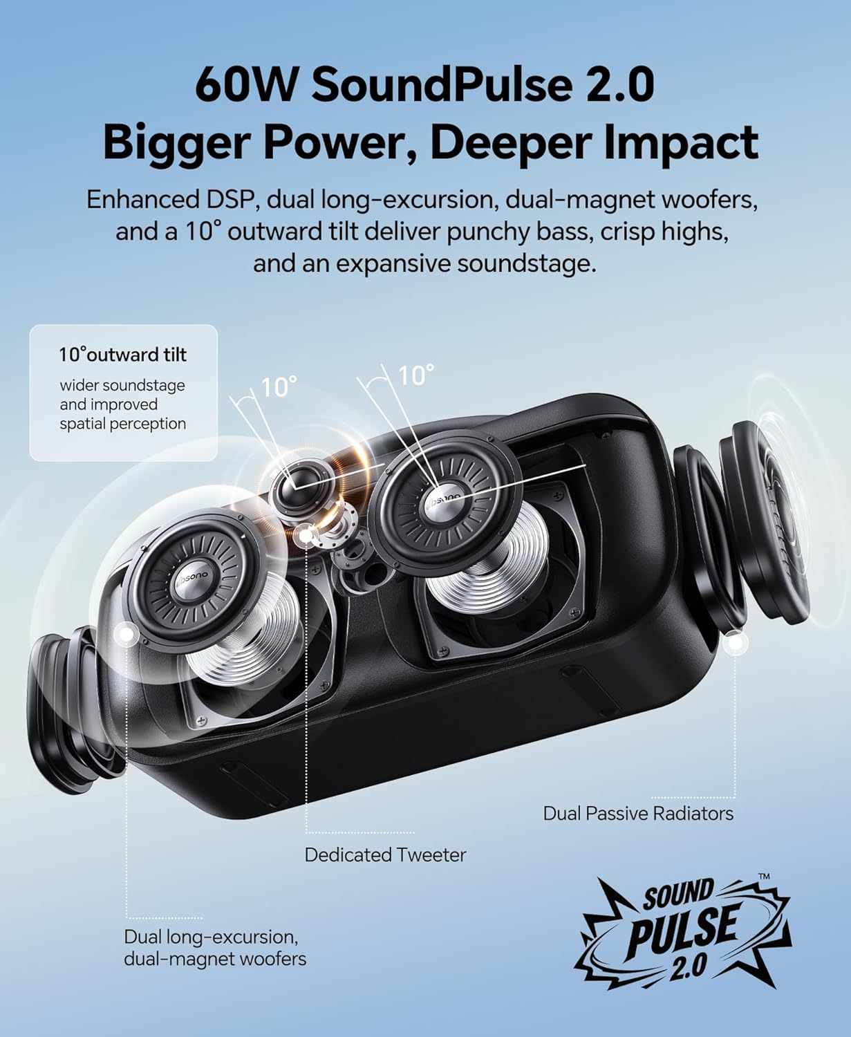 Thumbnail 2 de dbsono Portable Bluetooth Speaker 60W with BassBoost and TWS — Wireless Party Speaker