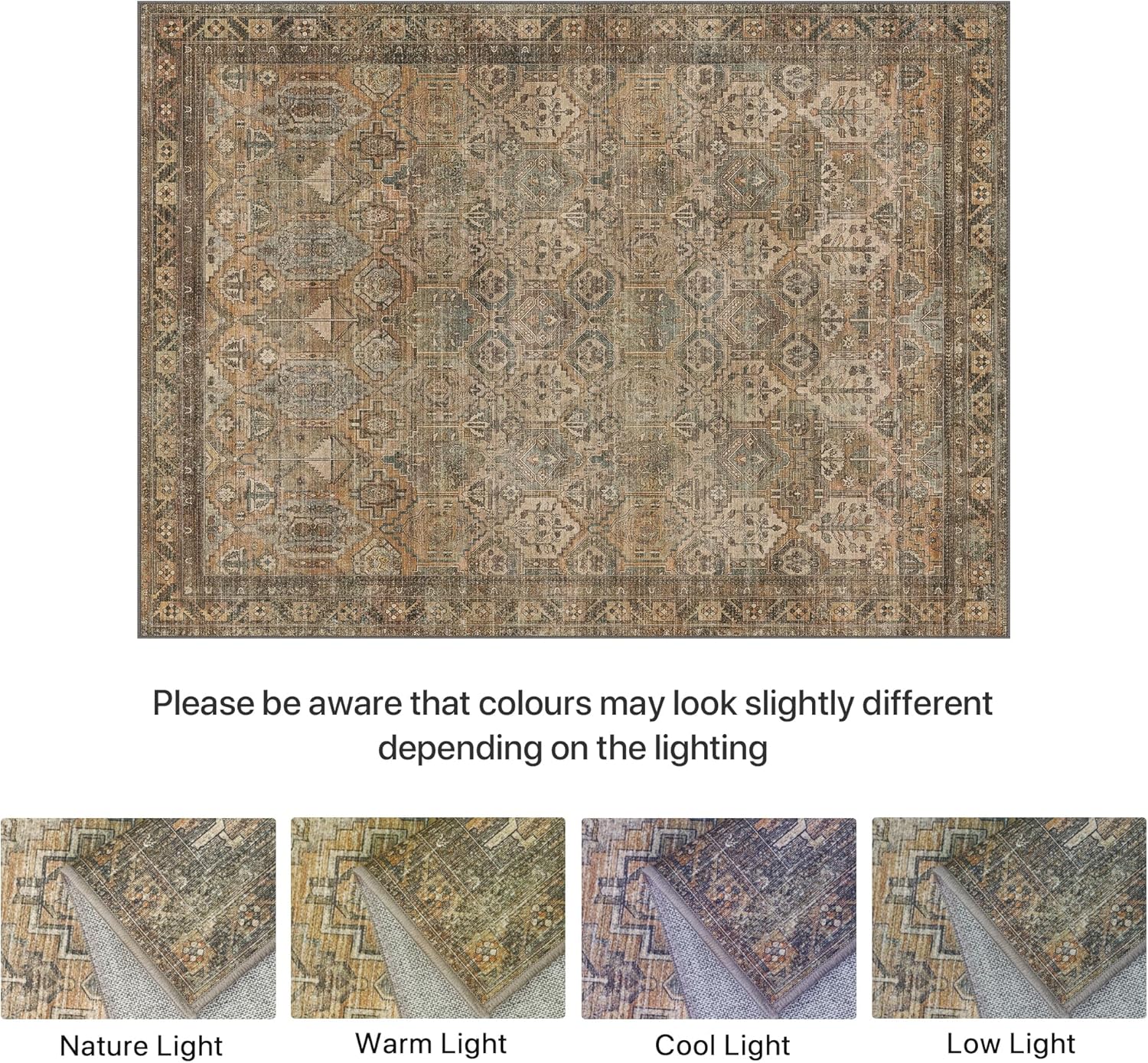 Thumbnail 5 de BEIMO Tapis Salon Vintage 160x230 cm – Lavable en machine, antidérapant et durable (Brun)
