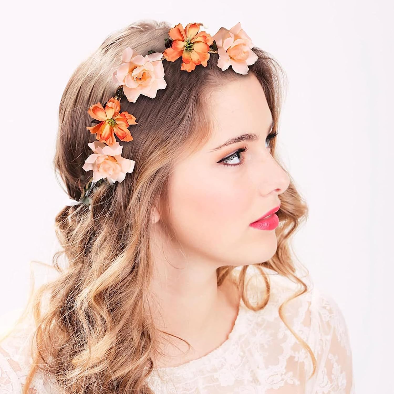 Thumbnail 4 de IOPJLK 6 Stück Blumenkranz Stirnband für Hochzeit
