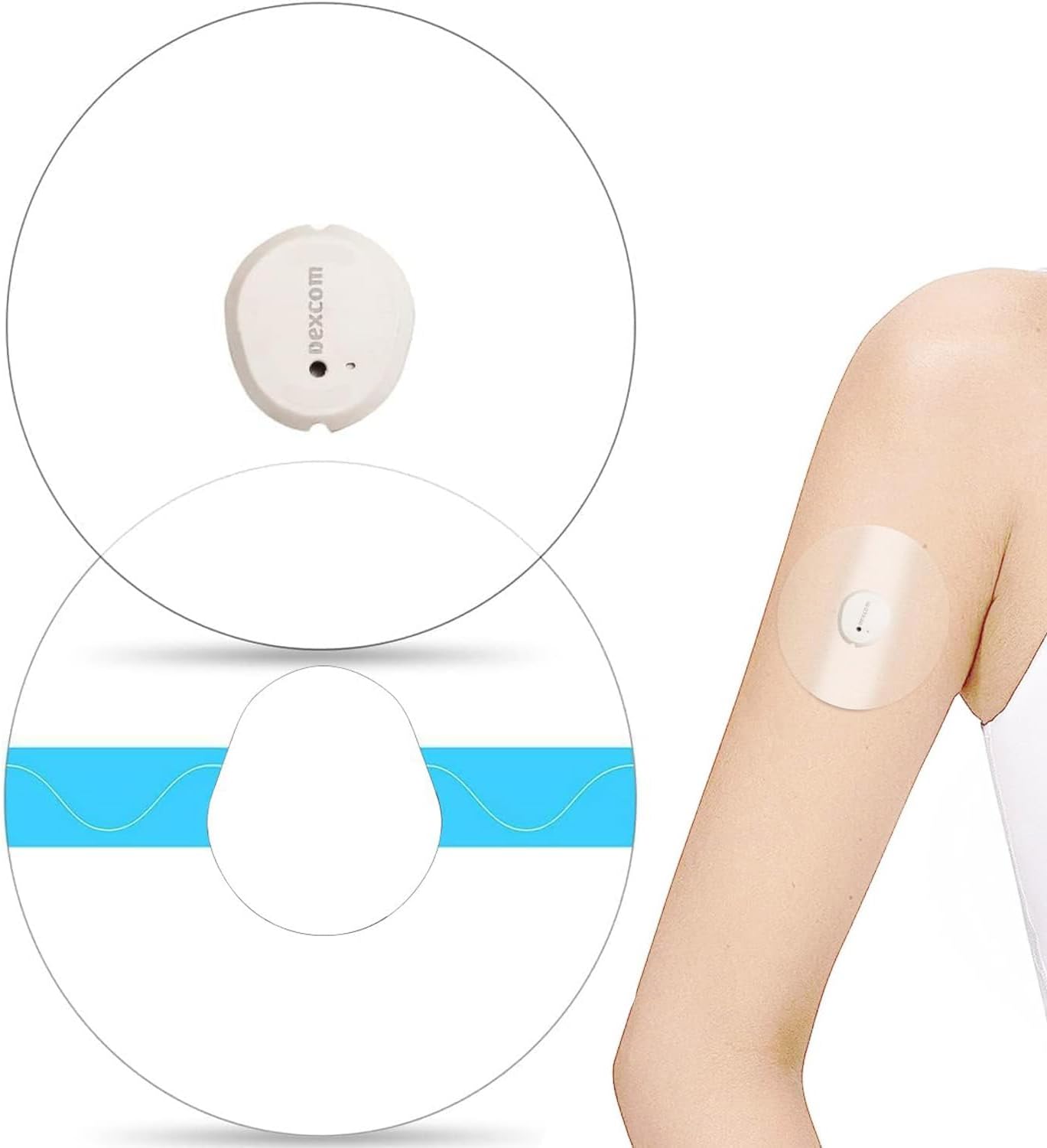 Detalle de GTAGKOMMEN Dexcom G7-55 sensorplåster, transparenta och vattentäta, 55-pack