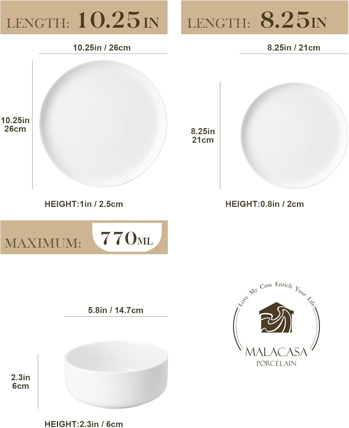 Detalle 2 de MALACASA LUNA Geschirrset 18‑tlg für 6 Personen
