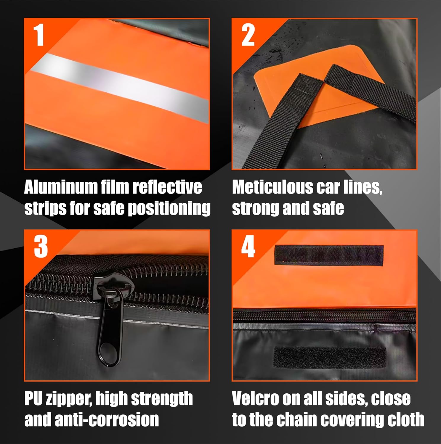 Detalle de Signstek Car Roof Cargo Bag: 1000D PVC Waterproof, 15 cu ft with 8 reinforced straps