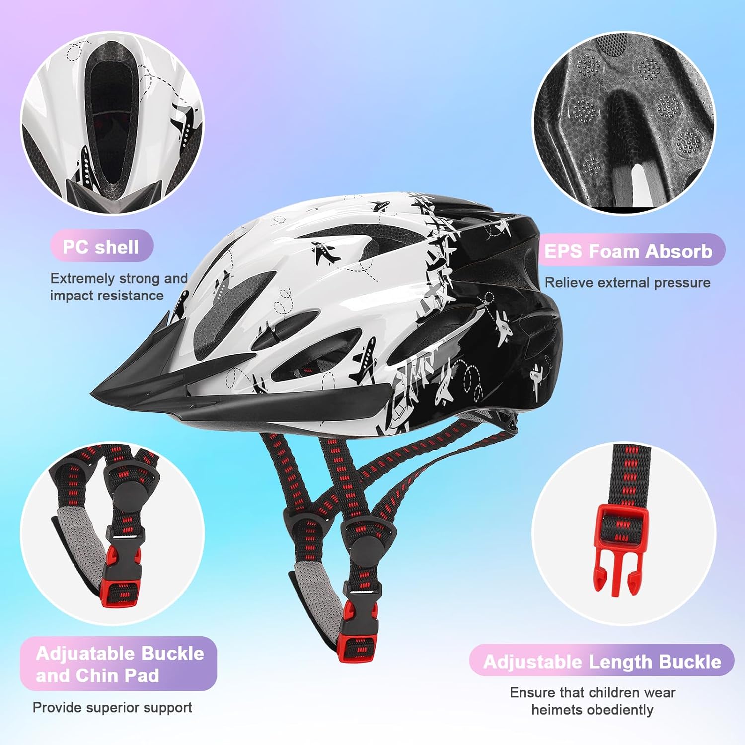 Detalle de Kids Bike Helmet for Age 8-15: Lightweight Adjustable Multi-Sport Helmet (54-59cm)