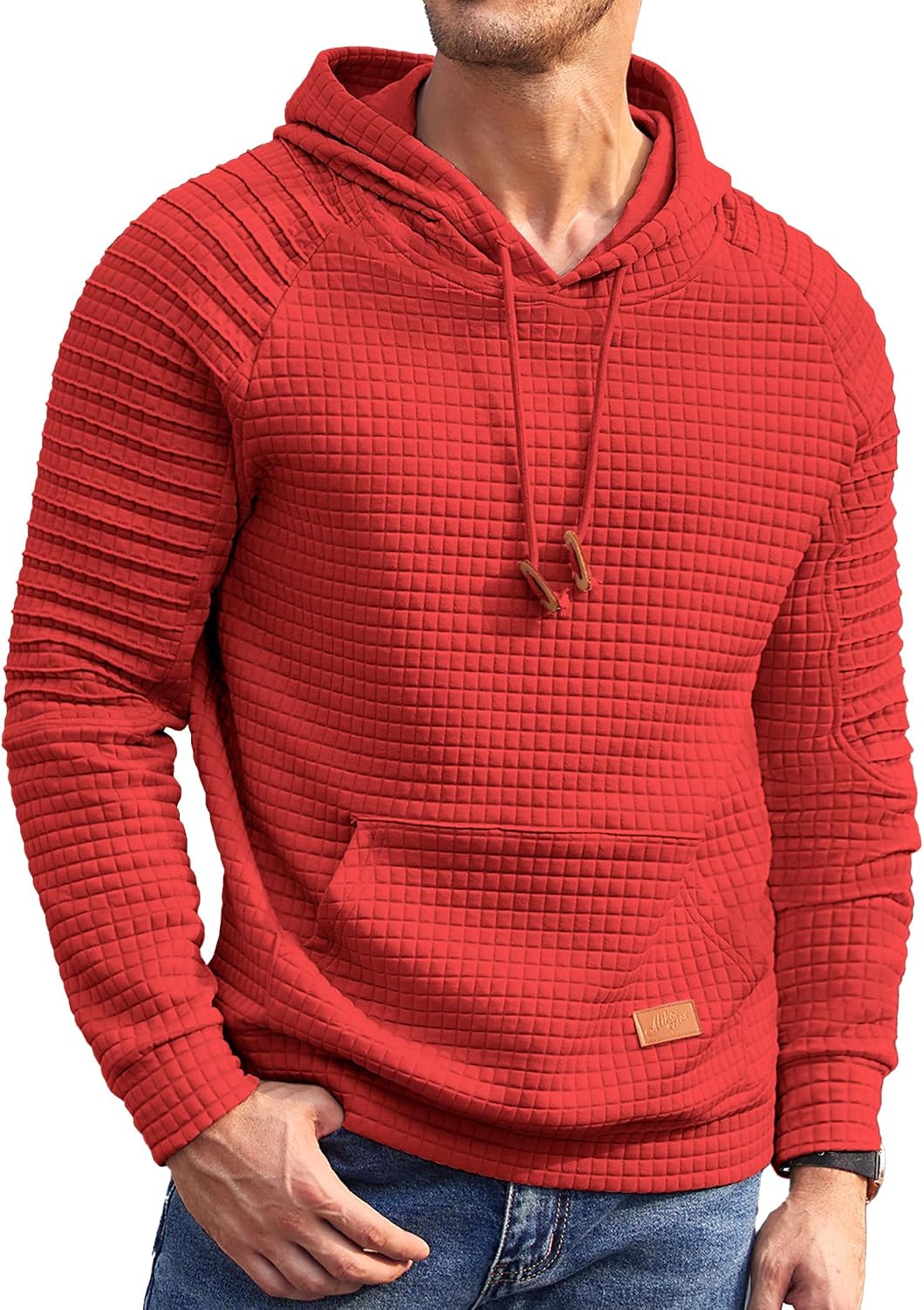 Thumbnail 6 de COOFANDY Felpa con Cappuccio da Uomo in Maglia Waffle: Comfort casual con tasca a marsupio