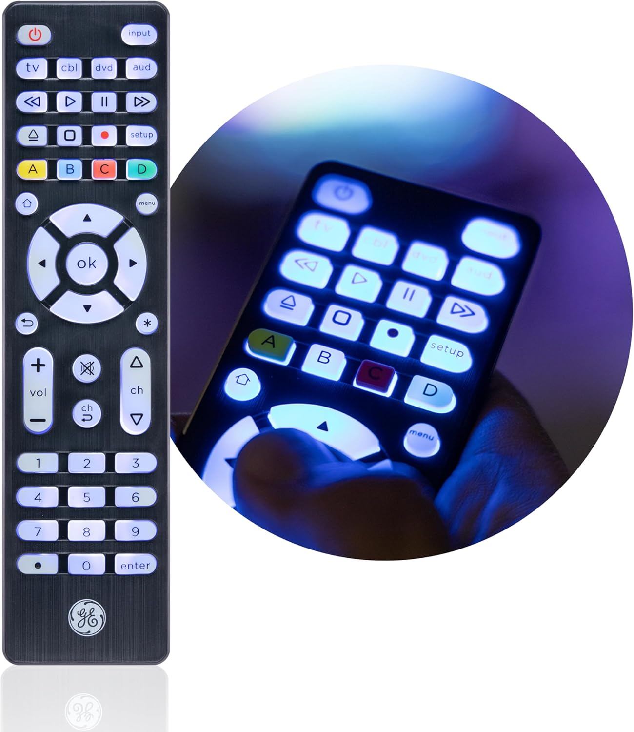Thumbnail 5 de GE Backlit Buttons Universal Remote Control (4-Device) for Samsung TV, Roku, Vizio, LG, Sony & more