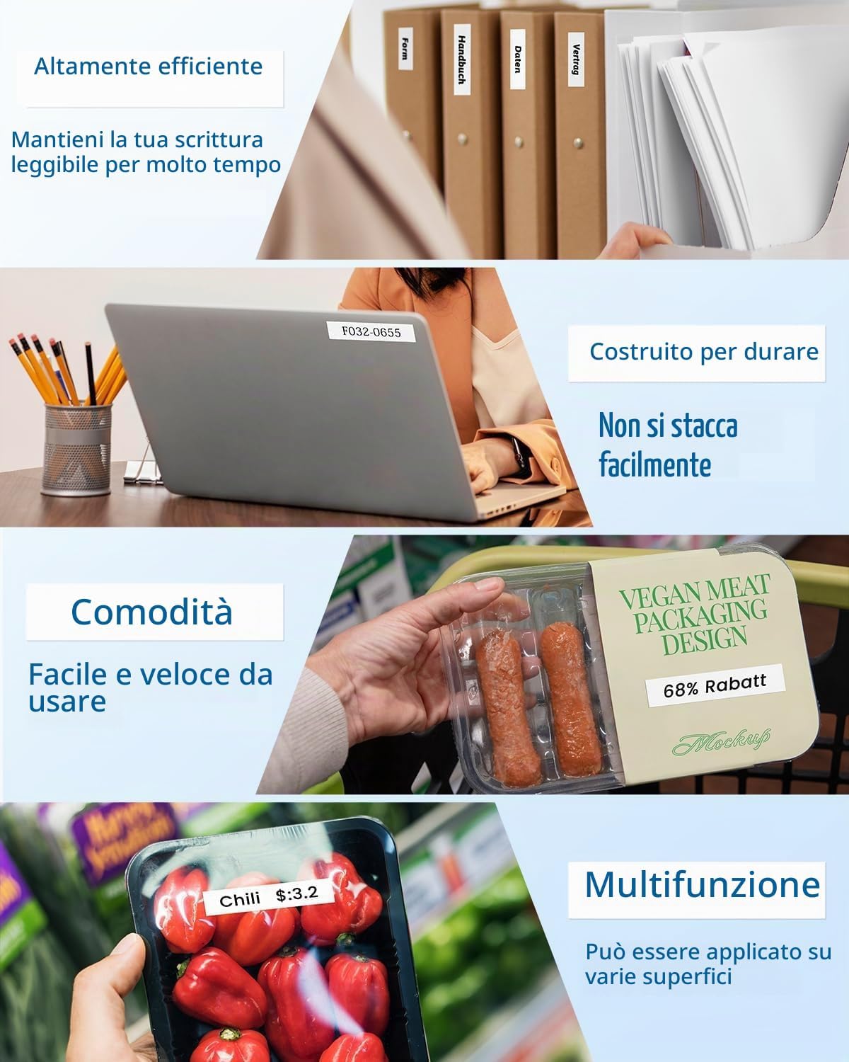 Thumbnail 2 de Fimax TZe-231 nastro etichette 12mm bianco laminato