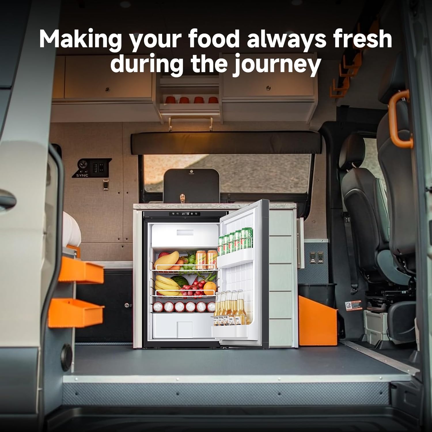 Thumbnail 5 de AAOBOSI 83L Campervan Fridge with APP Control – 12V Caravan Refrigerator