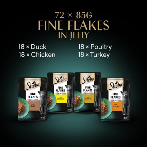 Thumbnail 7 de Sheba Fine Flakes in Jelly – Poultry Collection for Adult Cats (72 x 85g)