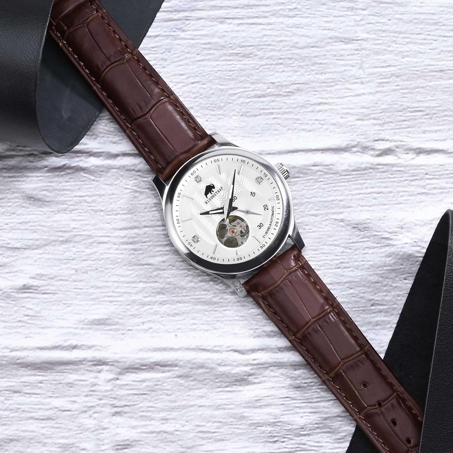 Detalle 2 de BISONSTRAP Uhrenarmband 18 mm Alligatorleder