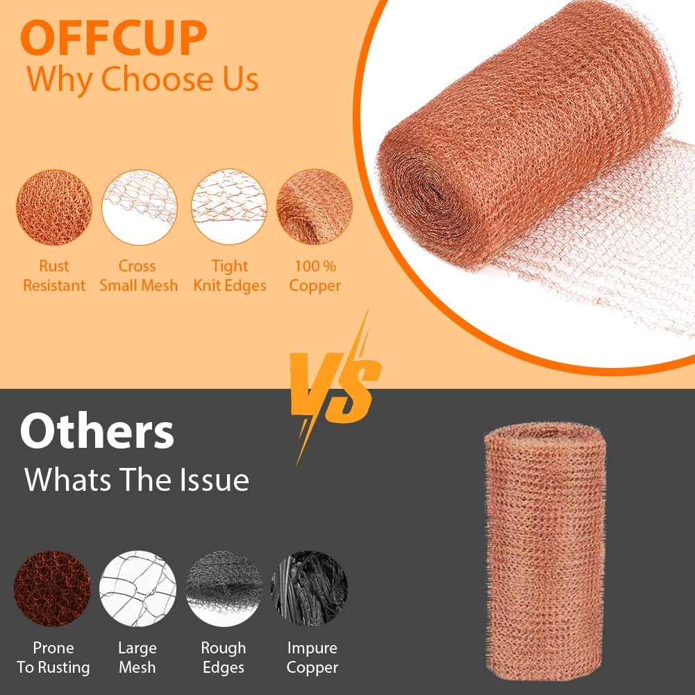 Detalle 2 de OFFCUP Filet en Cuivre Grillage Anti Rongeur 6 m x 12,5 cm: protection durable pour le jardin