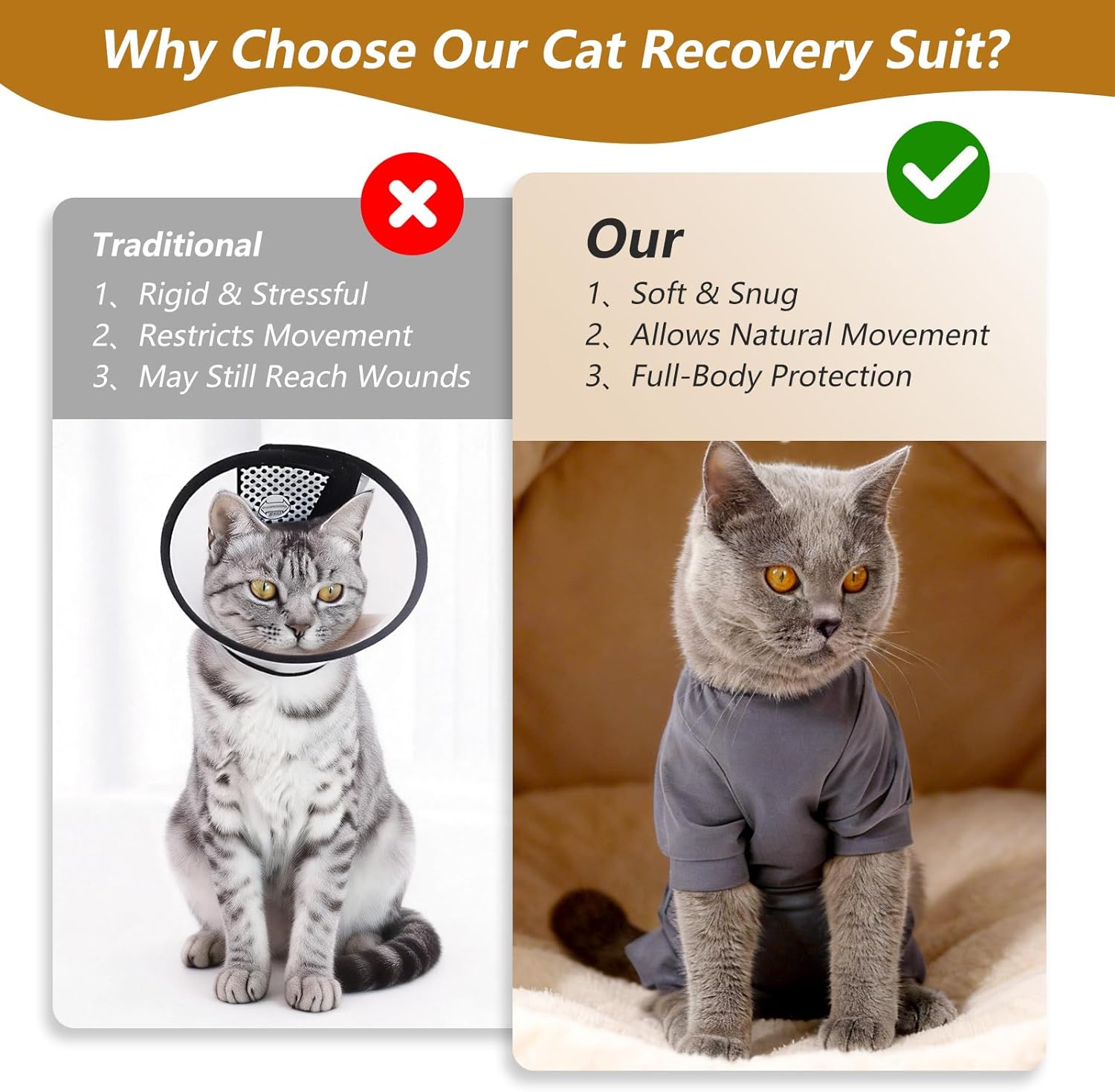 Thumbnail 4 de HEYWEAN body de récupération pour chat après opération à manches longues