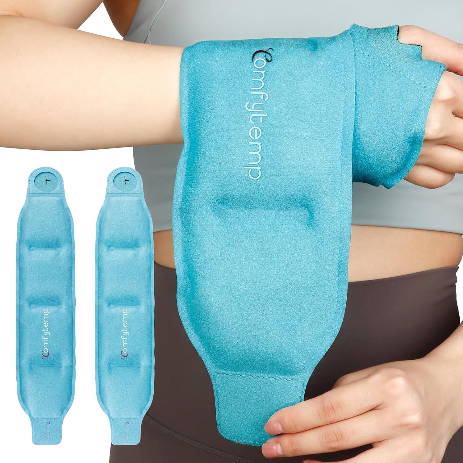 Detalle de Comfytemp 2-Pack Wrist Ice Pack Wrap: Reusable Gel Pack for Cold/Hot Therapy