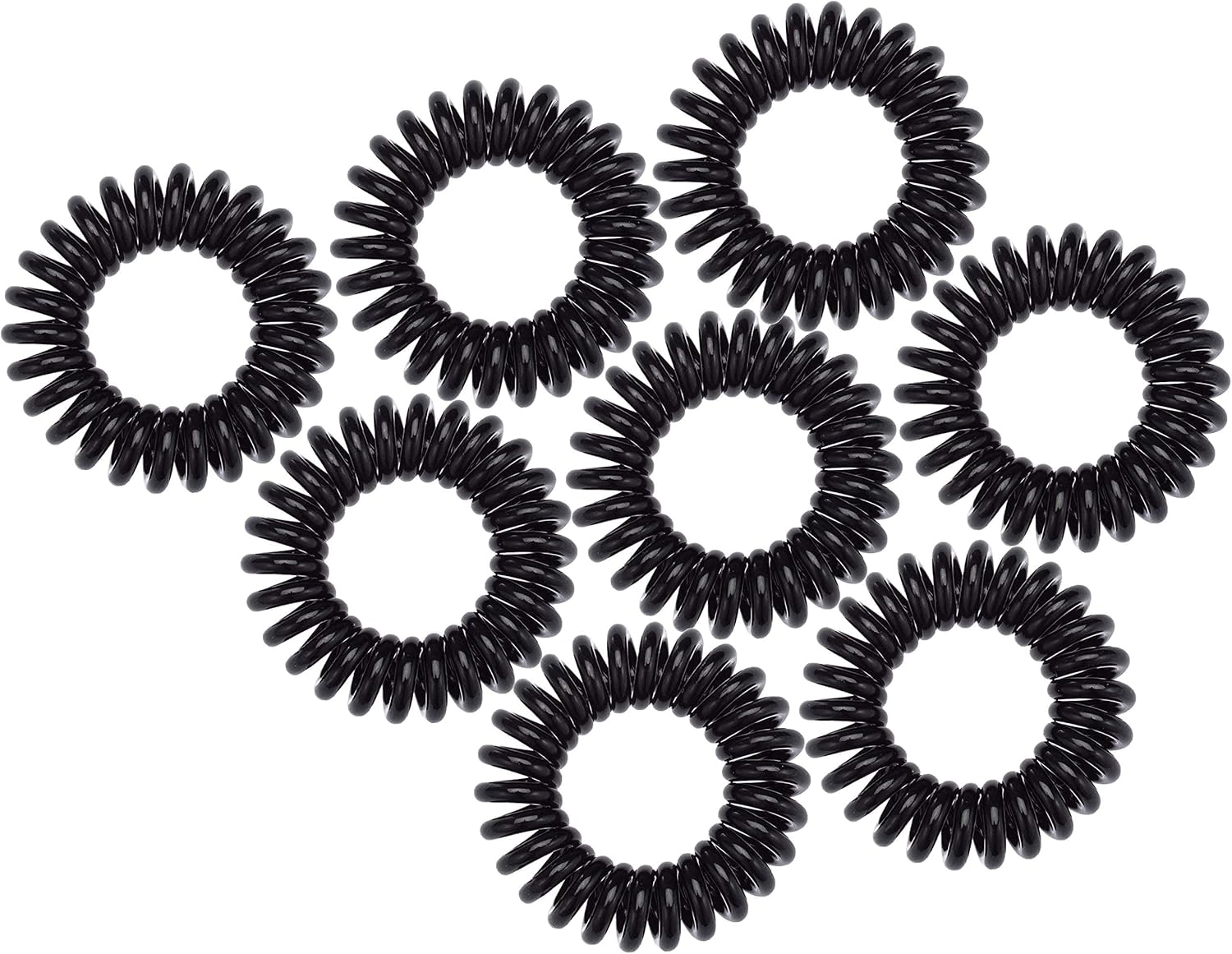 Detalle de Kitsch elastici a spirale in cavo telefonico per capelli neri (8 pz) senza pieghe né segni