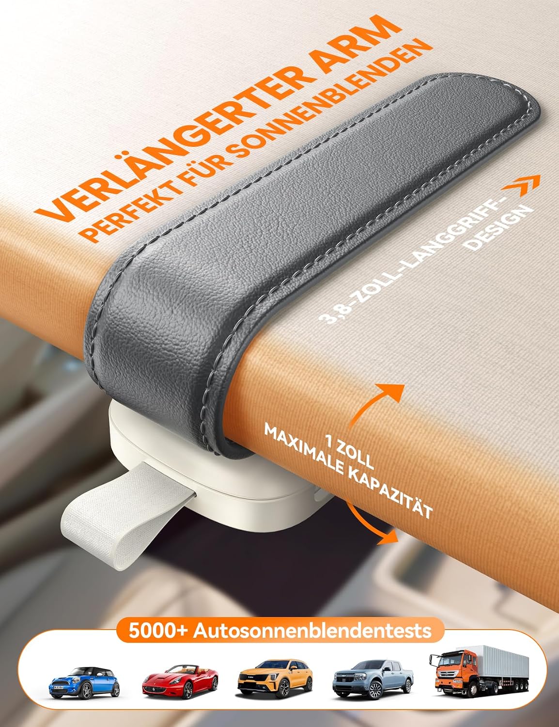 Detalle de JOYROOM 2026 Brillenhalter für Auto Sonnenblende – Magnetischer Lederhalter mit Universalpassform