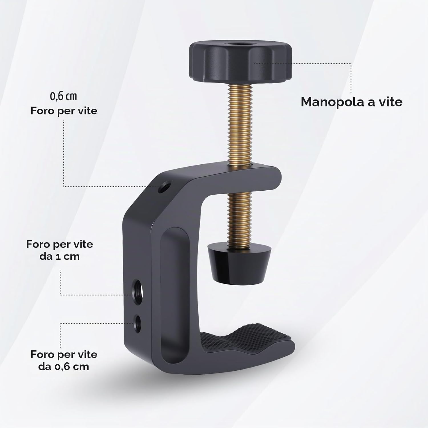 Detalle 2 de OTraki Morsetti a C in Alluminio 2 pezzi con filettature 1/4" e 3/8" – Morsetti a vite regolabili 0–45 mm