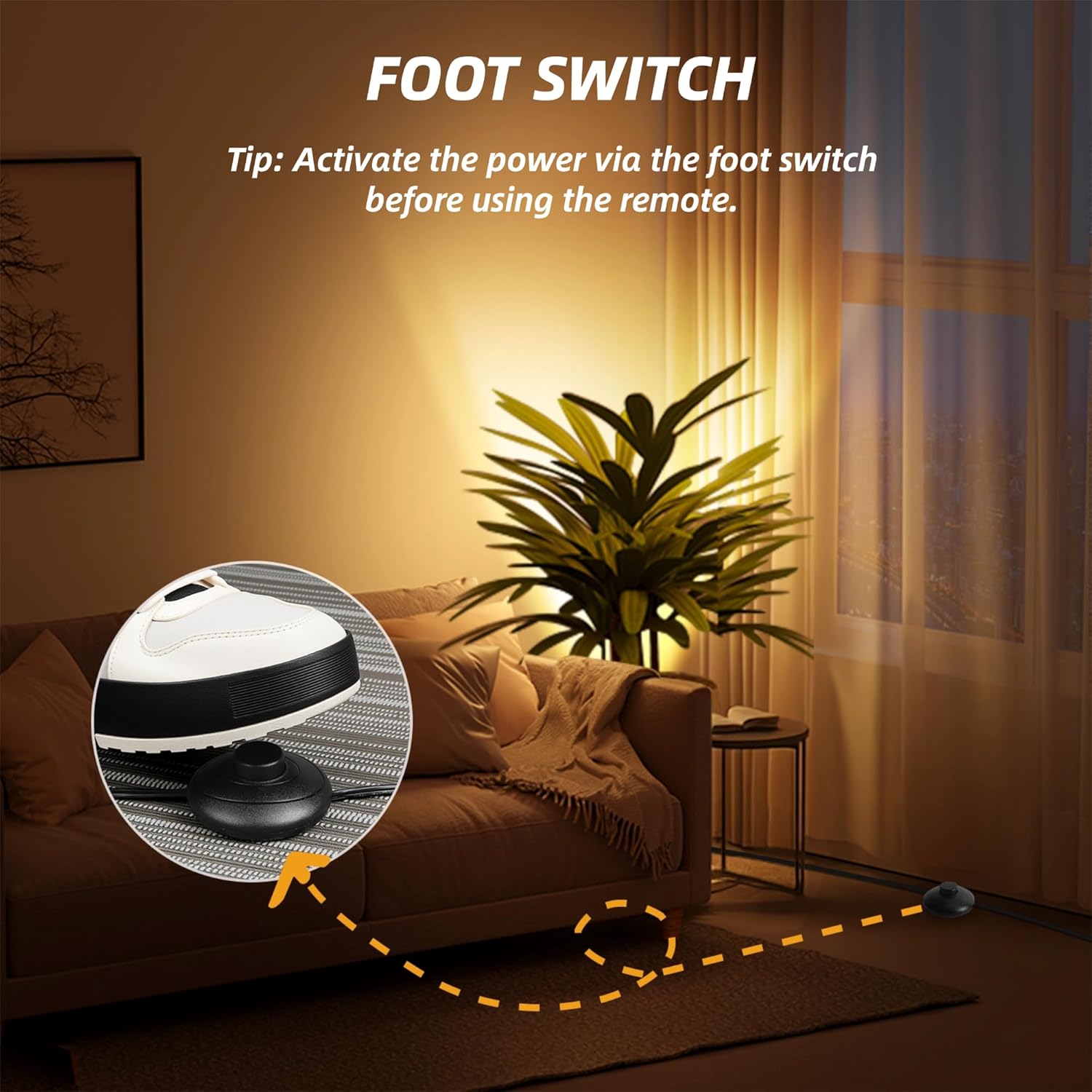 Thumbnail 4 de HUAEU LED Floor Uplighter & Spot Lights Indoor with Warm White 3000K (1 Pack, Black)