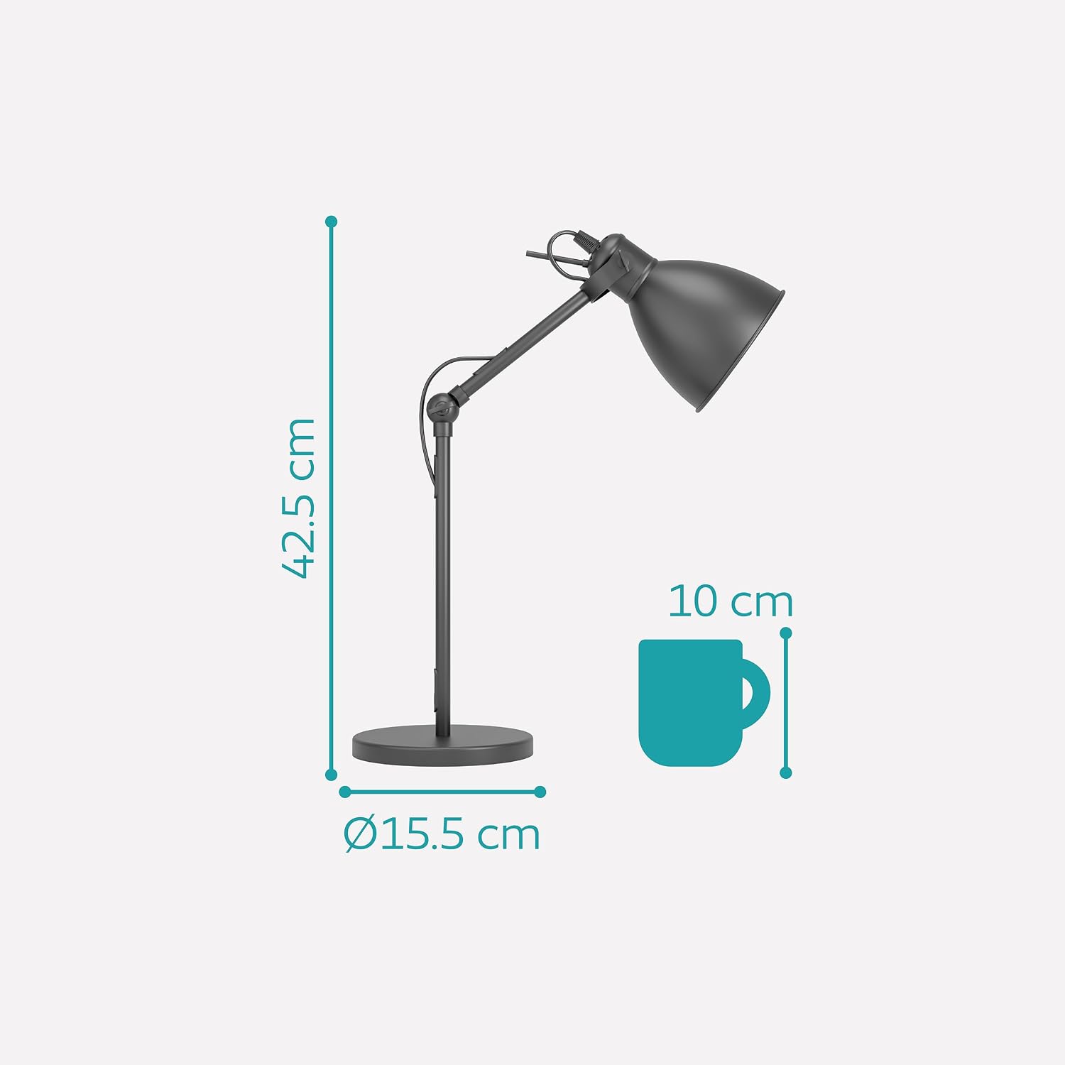 Detalle de EGLO PRIDDY 49469 – czarna stalowa lampa stołowa z obrotowym kloszem E27