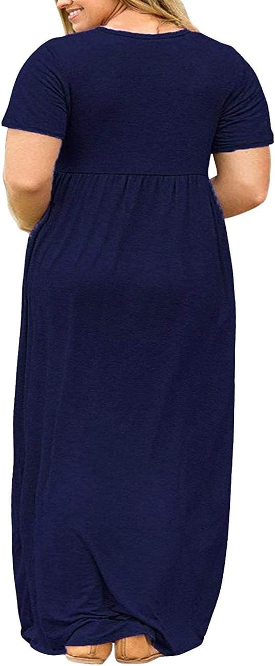 Detalle 2 de Kancystore Women’s Plus Size Short Sleeve Maxi Dress with Pockets (XL–5X)