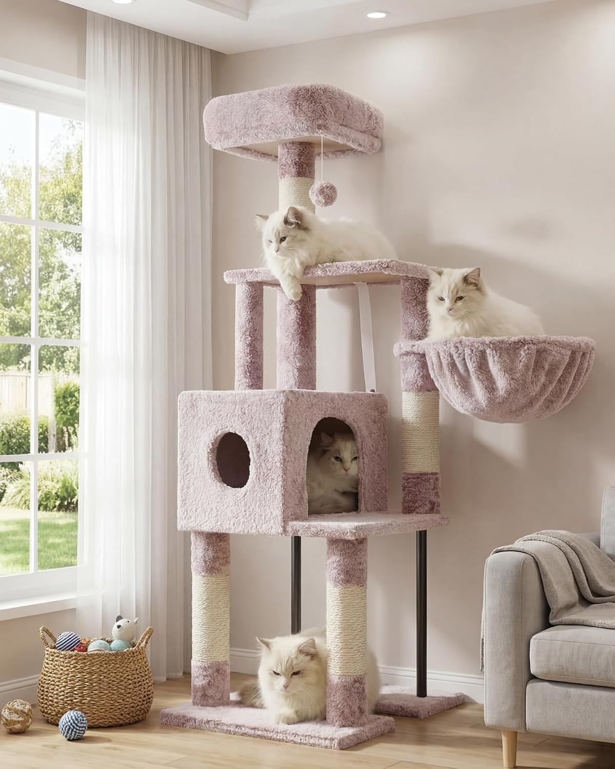 Detalle de Heybly Cat Tree, 125 cm Cat Tower for Indoor Cats (HCT200SMU)