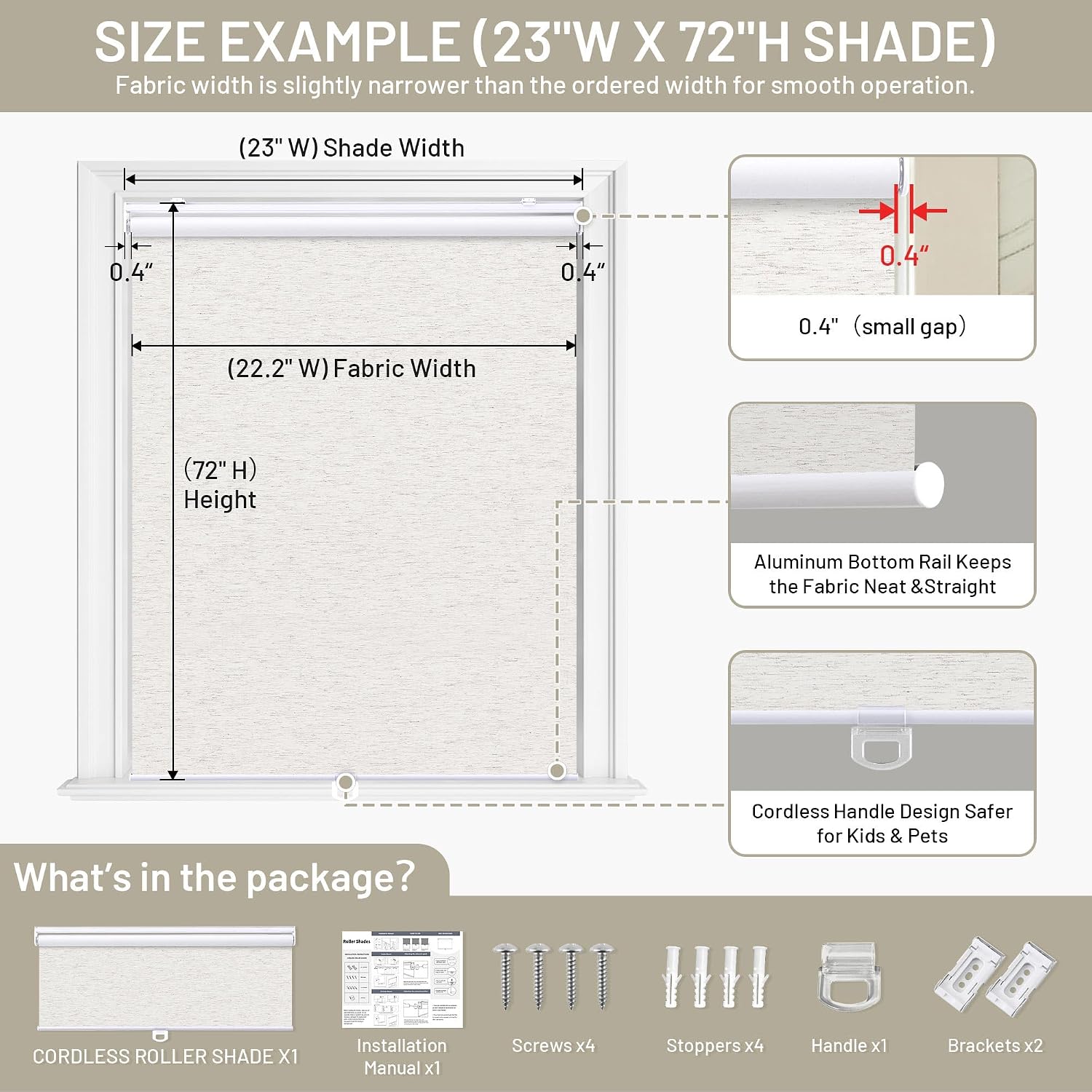Detalle de SUNOFF Blackout Roller Shade 32.5-inch
