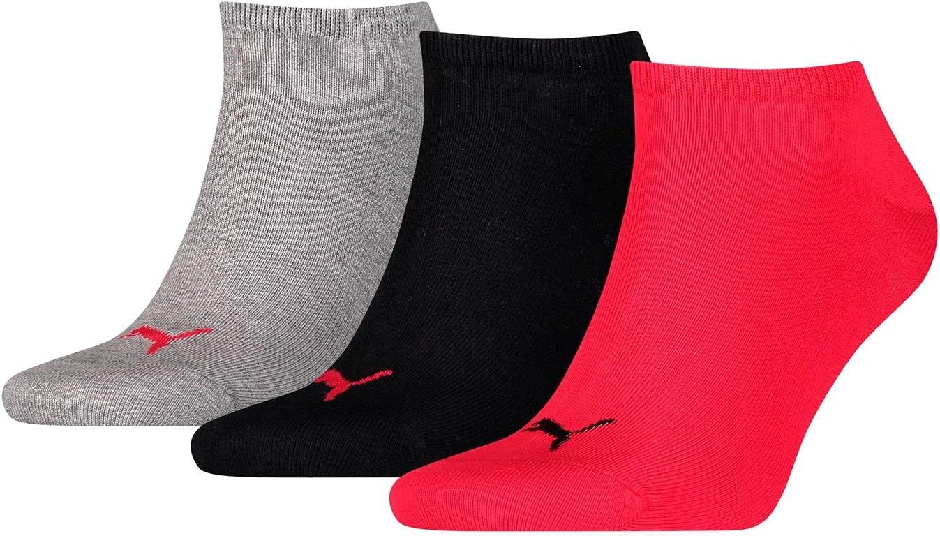 Detalle de PUMA SNEAKER PLAIN 3P Calzini Unisex – Black/Red (39-42)