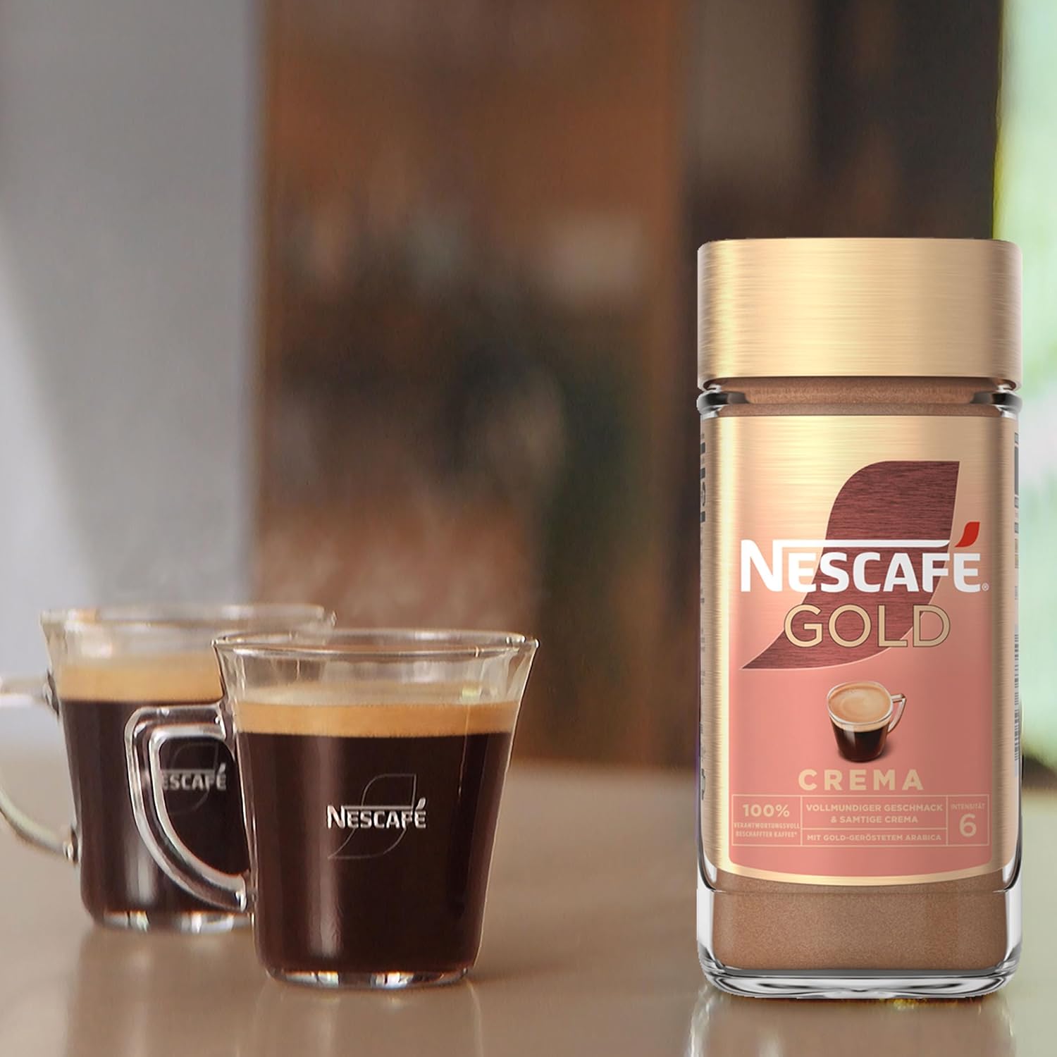 Detalle de NESCAFÉ GOLD Crema Kräftig & Schonend geröstet – löslicher Bohnenkaffee, 200 g