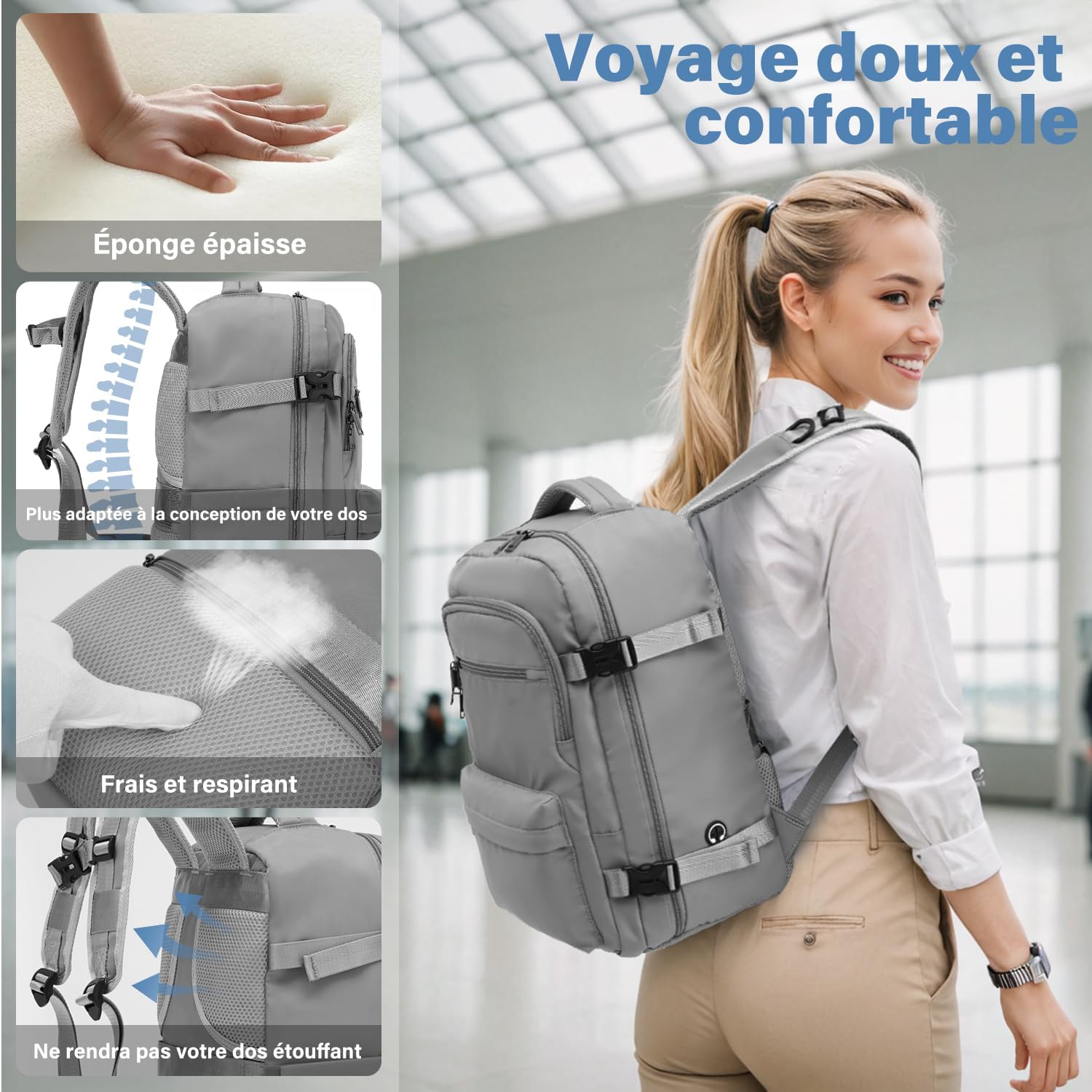Detalle 2 de COOLIFE Sac Cabine 45x36x20 EasyJet 30L