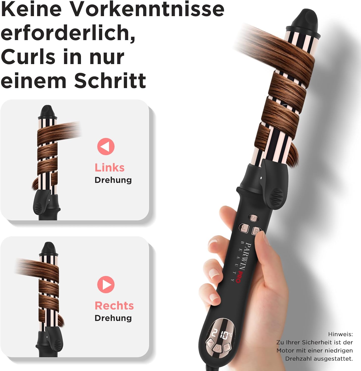 Thumbnail 4 de PARWIN PRO BEAUTY 360° rotierender Lockenstab mit 32 mm, Nano-Titan-Beschichtung & LCD (120–210 °C)