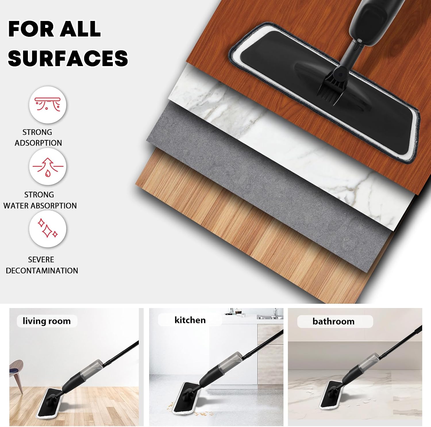 Detalle 1 de 360° 3-in-1 Microfiber Spray Mop for Floors