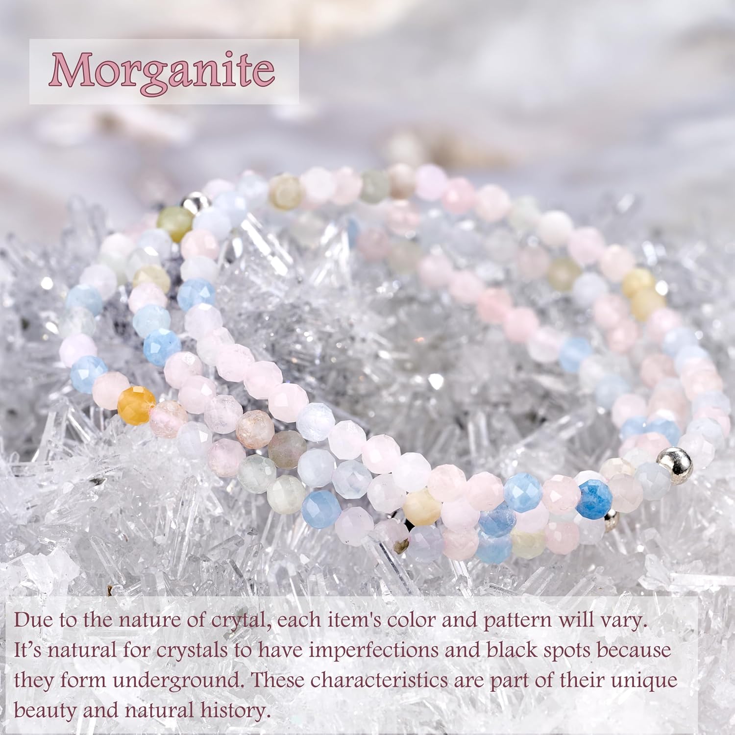 Thumbnail 4 de Farfume 4mm Edelstein-Perlenarmband mit Morganit & 925er Silber, elastisch (ca. 18,5 cm) – Chakra-Spirit-Charms für Damen