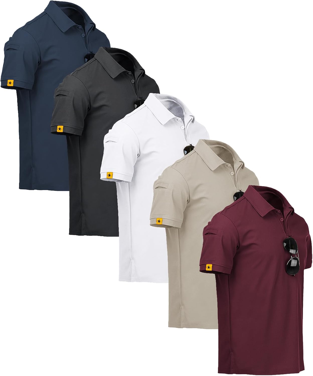 Detalle de ZITY 5 Pack Polo Uomo Manica Corta: polo sportiva traspirante ad asciugatura rapida
