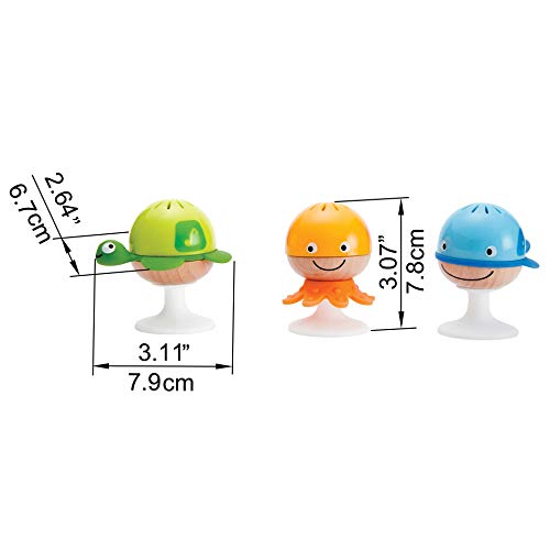 Detalle 2 de Hape Saugnapf Rasselset – 3‑teilige Meeres‑Tier Rassel- und Beißspielzeug, für Babys ab 0 Monaten