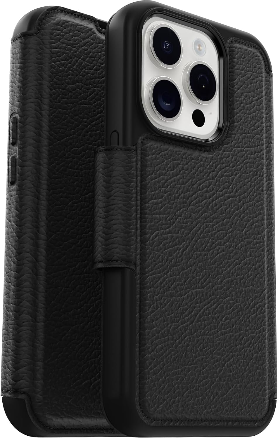 Detalle de OtterBox Strada Case for iPhone 14 Plus: Premium Leather Folio with Dual Card Holders