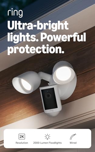 Detalle de Ring Floodlight Cam, Wired (Newest Model): Retinal 2K Video with 6x Zoom and Ultra-Bright Floodlights