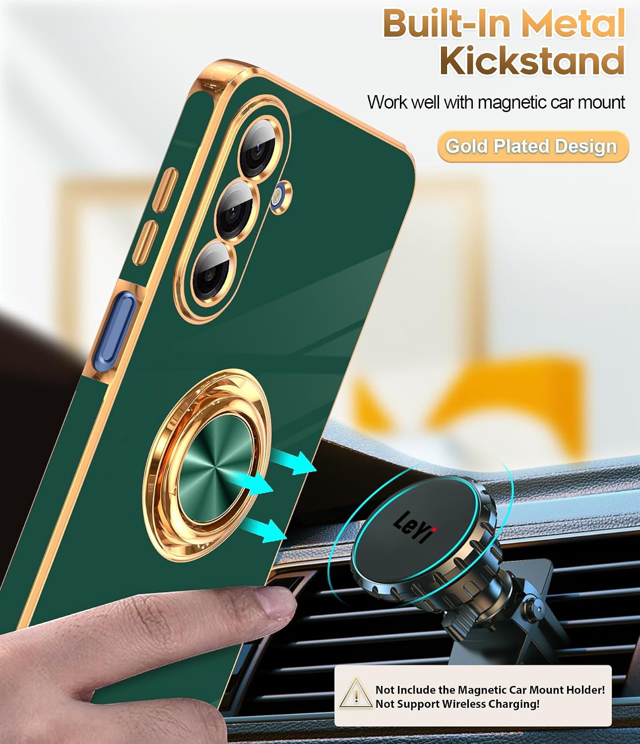 Thumbnail 4 de LeYi Galaxy A17 5G Case with 360° Ring Stand and 2 Screen Protectors